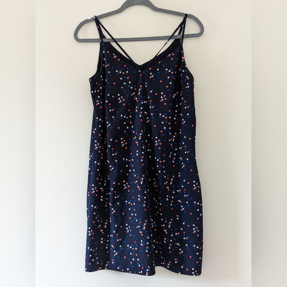 Dress Size US M Blue with poka dots.